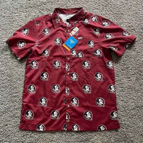NEW Columbia PFG Florida State Seminoles CLG Super Slack Tide Shirt AOP Men’s M - Picture 1 of 6